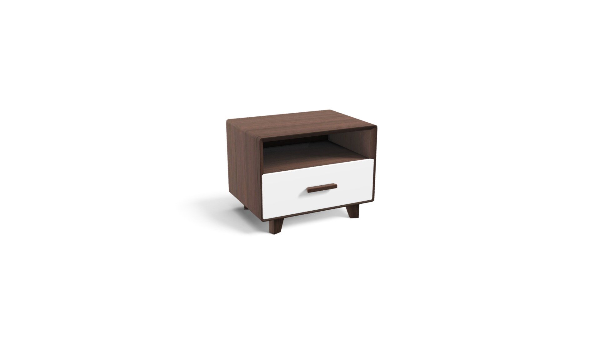 Astaire Bedside Table,Dark Stain Walnut and Grey