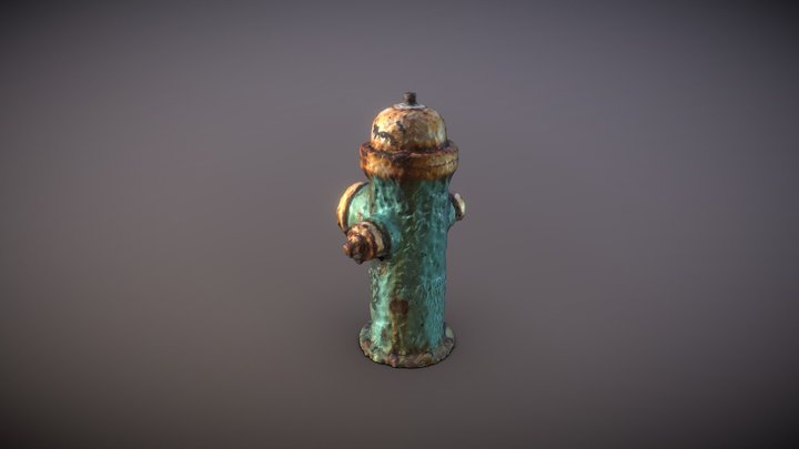 Rusted Fire Hydrant (Green) - Photoscan 3D Model
