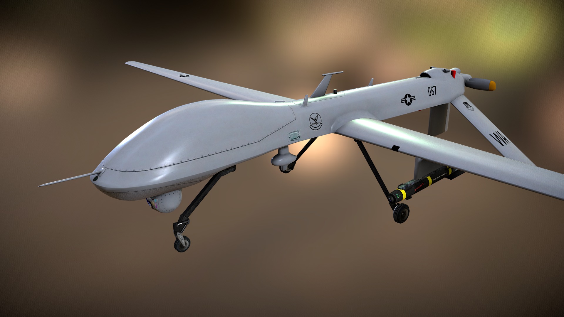 3D model MQ-1A_Predator - This is a 3D model of the MQ-1A_Predator. The 3D model is about a drone flying in the sky.