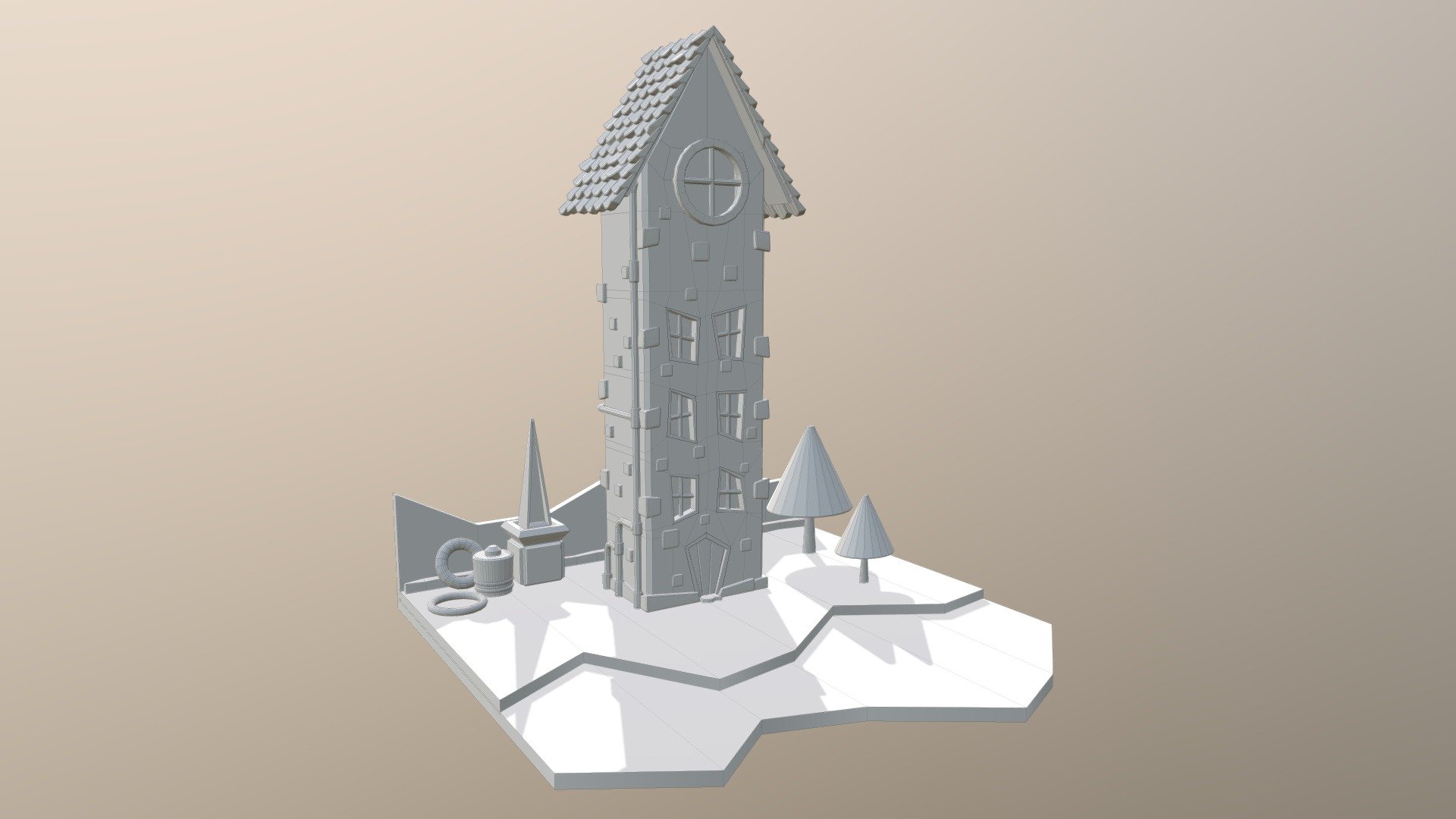 Cartoon House Done — Sketchfab embed 3D viewer