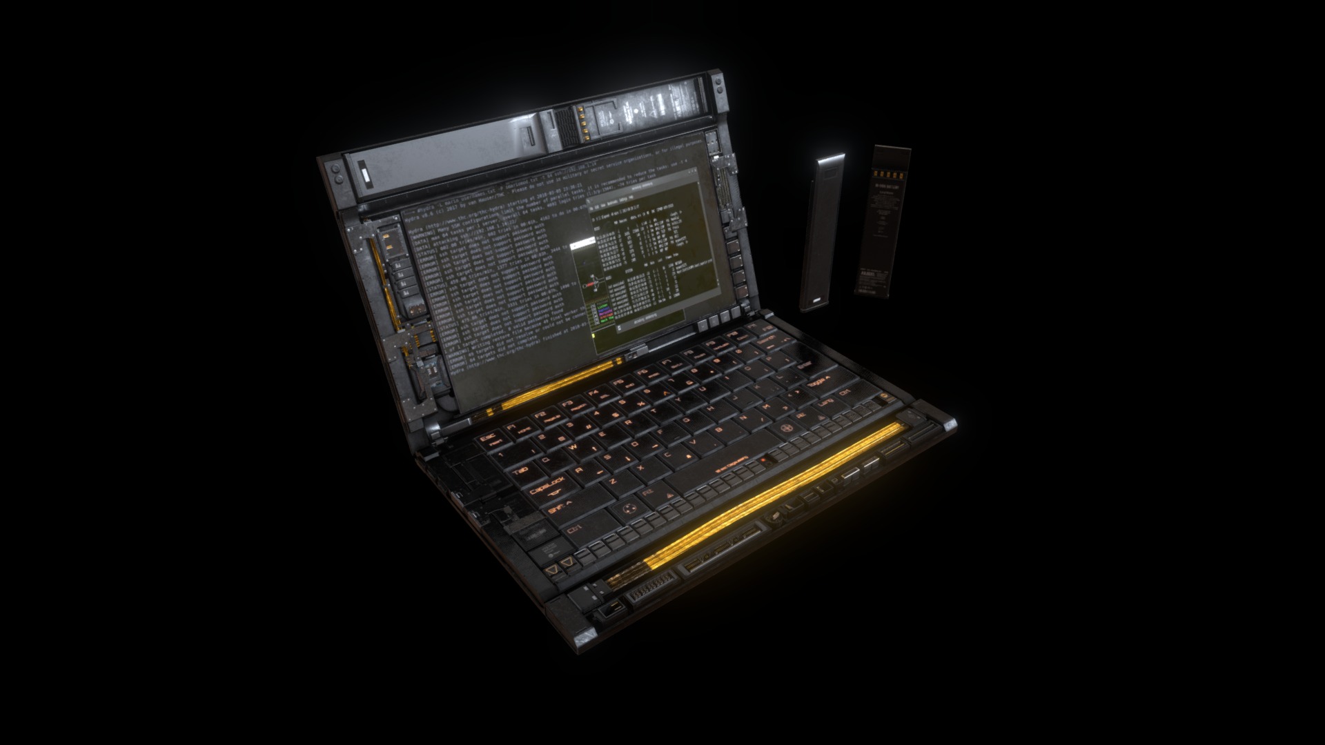 3D model Cyberpunk Laptop Concept - This is a 3D model of the Cyberpunk Laptop Concept. The 3D model is about a computer with a keyboard.