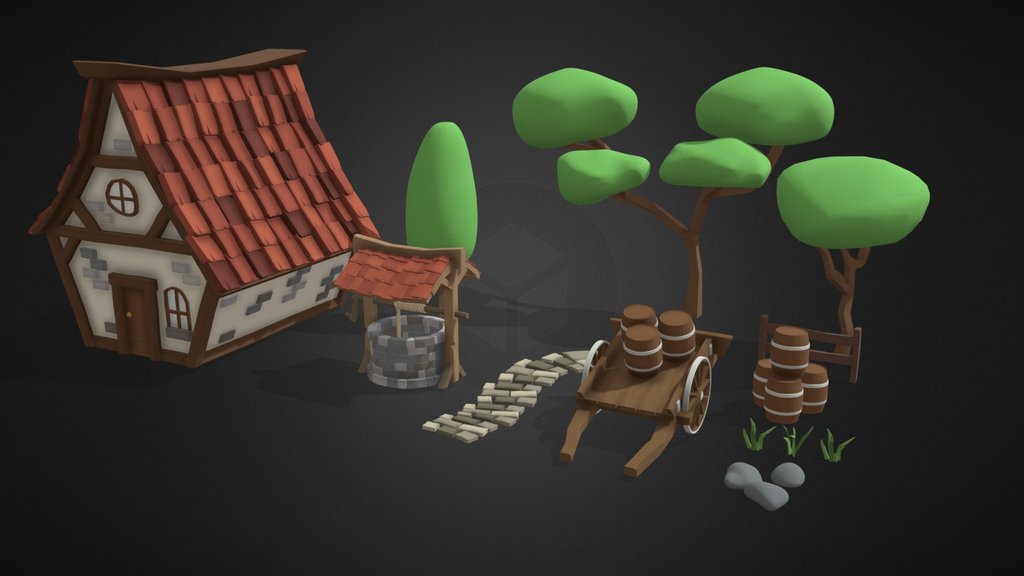 Rustic Low Poly Village Pack