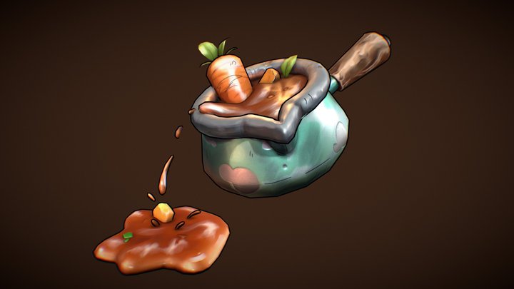 Dwarven Cooking Pot | Stylized Creation 3D Model