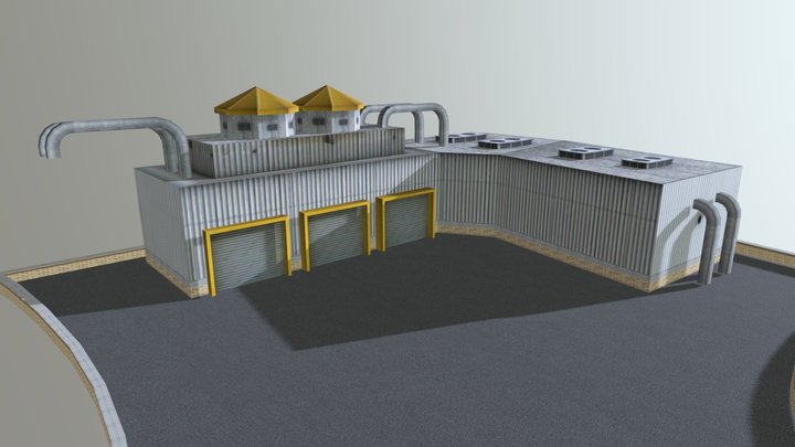 Convertable factory Lowpoly & Game ready. 3D Model
