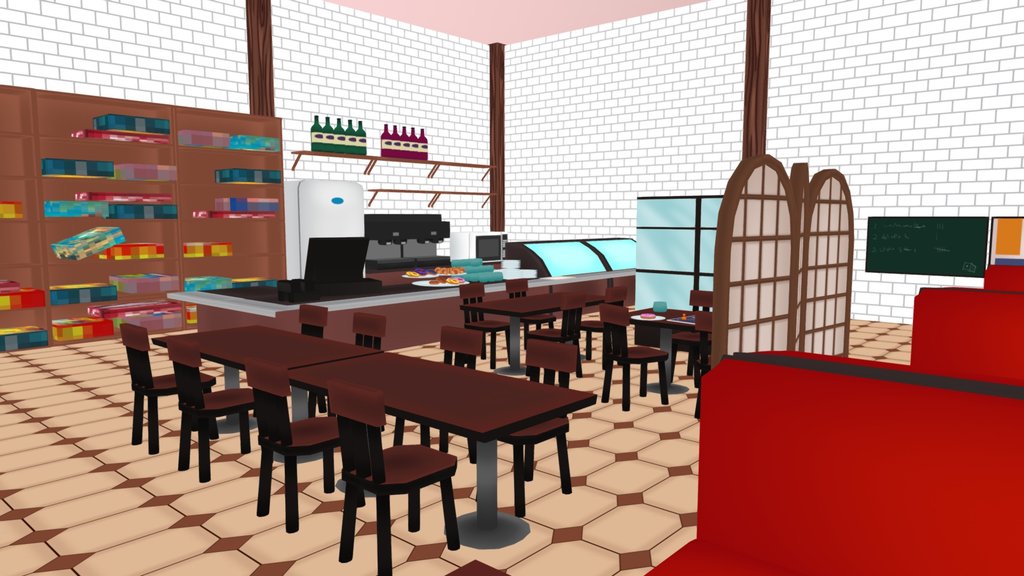 Cafe - A 3D model collection by Rabbit (@rabbittrip) - Sketchfab