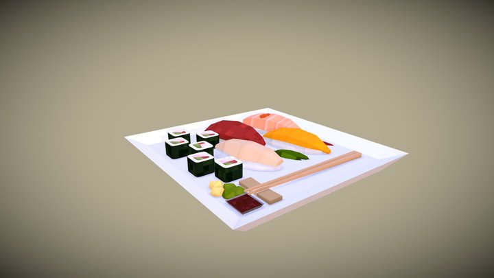 Sushi Vertex Painting 3D Model
