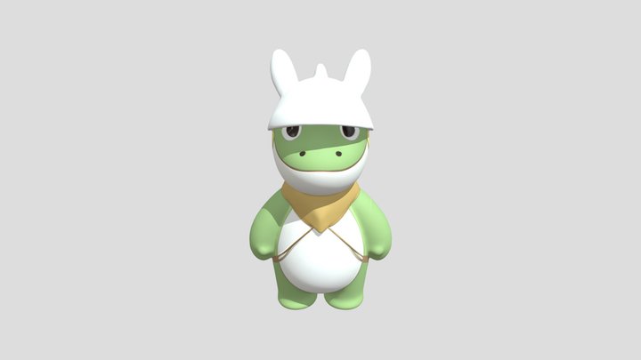 chubby green cartoon dragon 3D Model