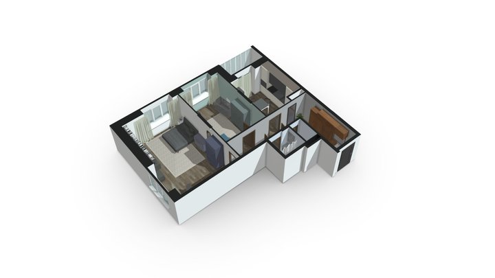 Двухкомнатная квартира 2А 3D Model