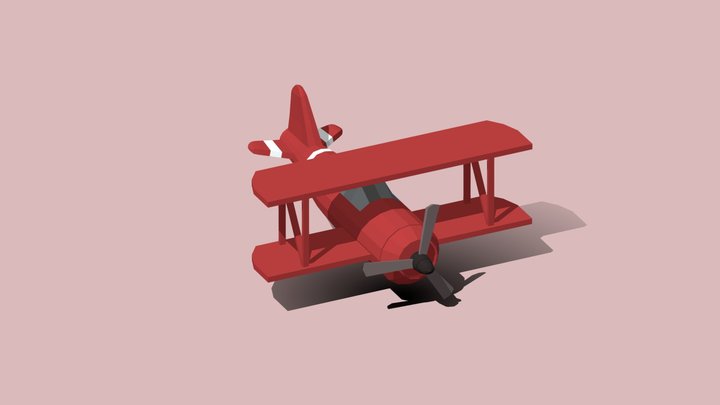 Low Poly Biplane 3D Model