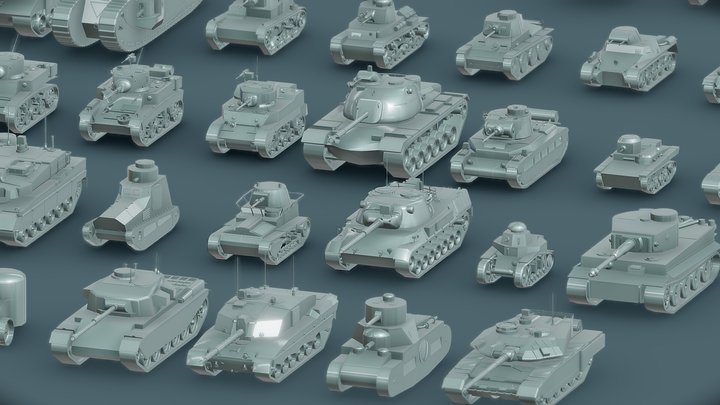 43 Tanks Base Mesh Models 3D Model