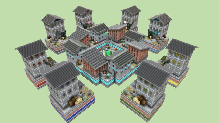 "Construction Site" - Minecraft bedwars map 3D Model