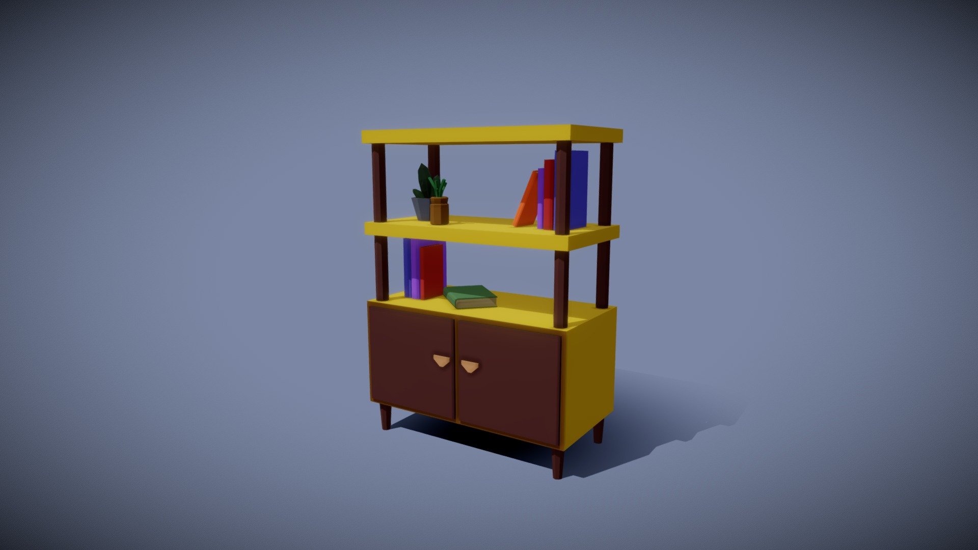 Wardrobe Low Poly(include: books + plants)