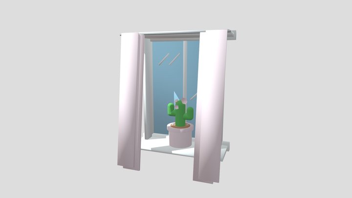 Windowsill cactus 3D Model