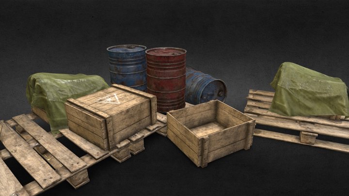 Factory equipment assets - low poly 3D Model