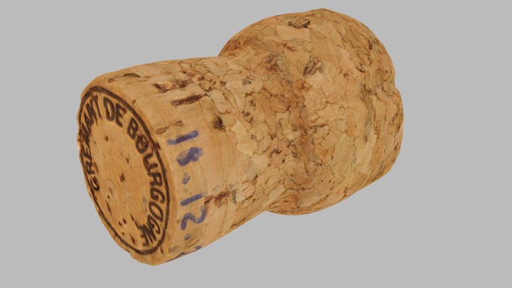 Cork stopper - Cremant bottle - low poly 3D Model