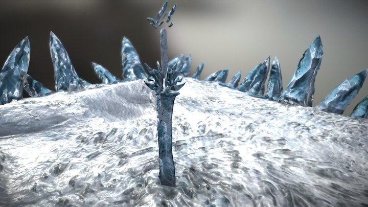 Glaciar Fantasy Sword Scenario 3D Model