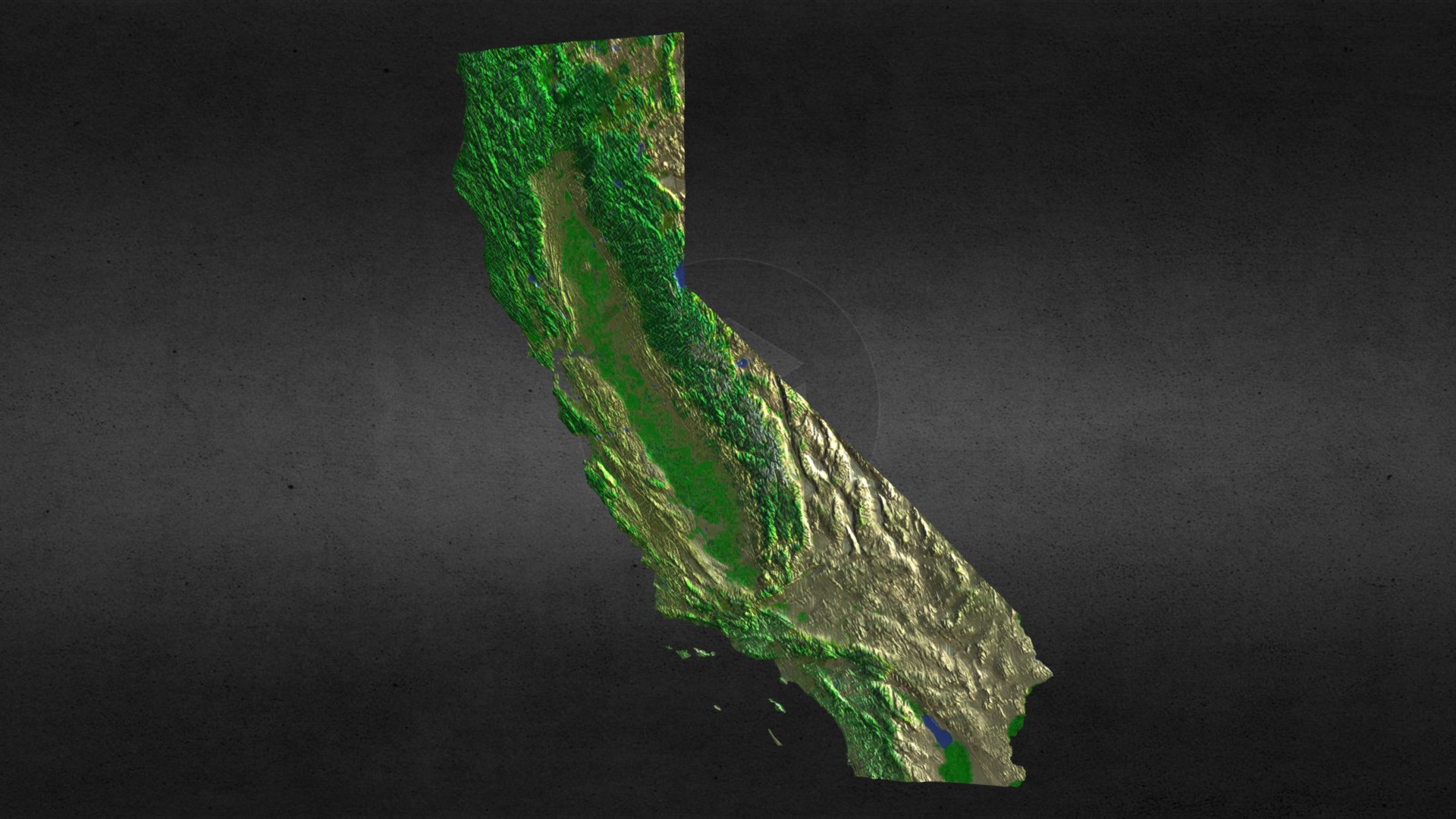 3D model California State - This is a 3D model of the California State. The 3D model is about a green and blue map.