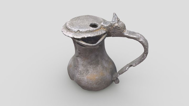 Tinnen klepkan / Pewter flip-top jug 3D Model