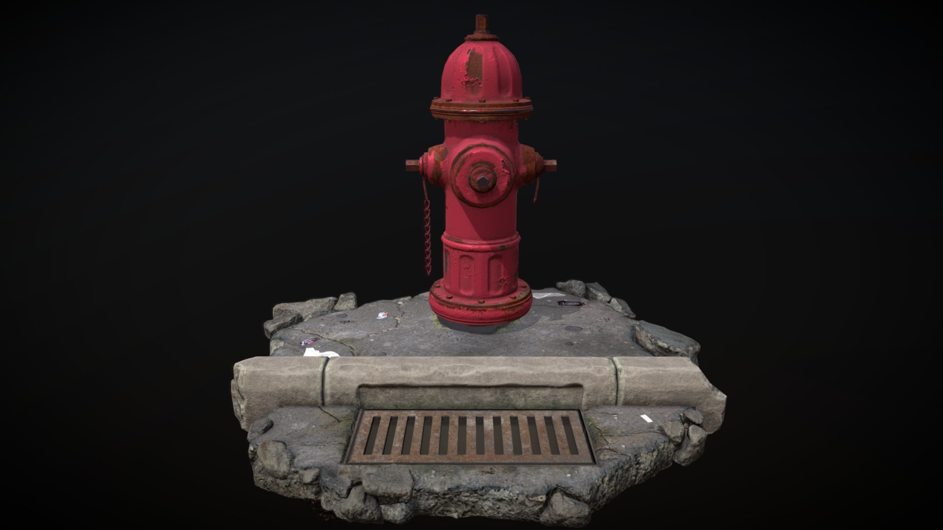 3D model Fire hydrant - This is a 3D model of the Fire hydrant. The 3D model is about a red fire hydrant on a rock.