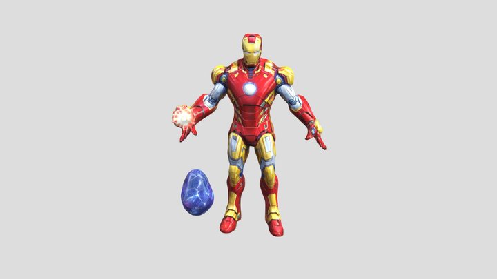 Iron man holding a strange egg 3D Model