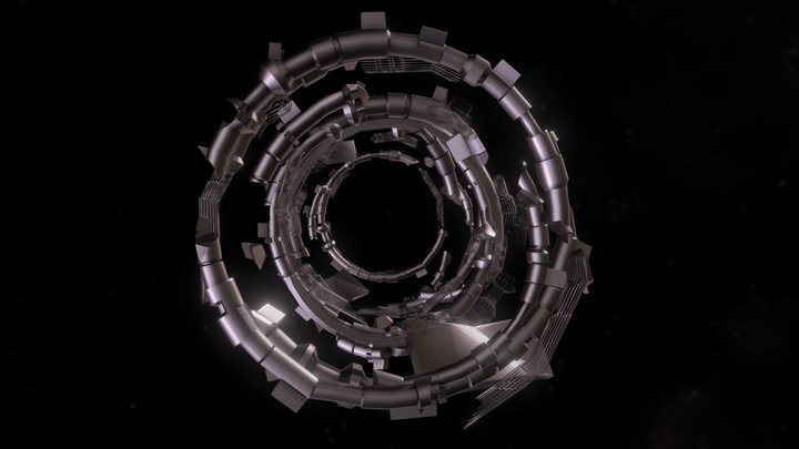 Destroyed Space Gates 3D Model