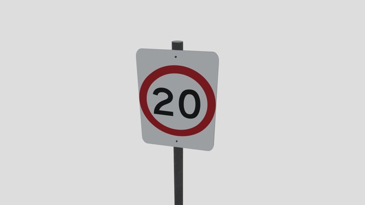 Australia Speed Limit Sign 20km/h 3D Model