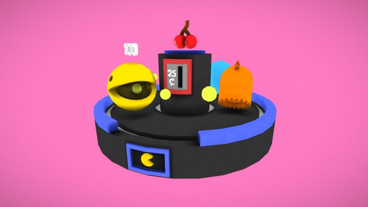 Pacman Lowpoly - Games Diorama 3D Model