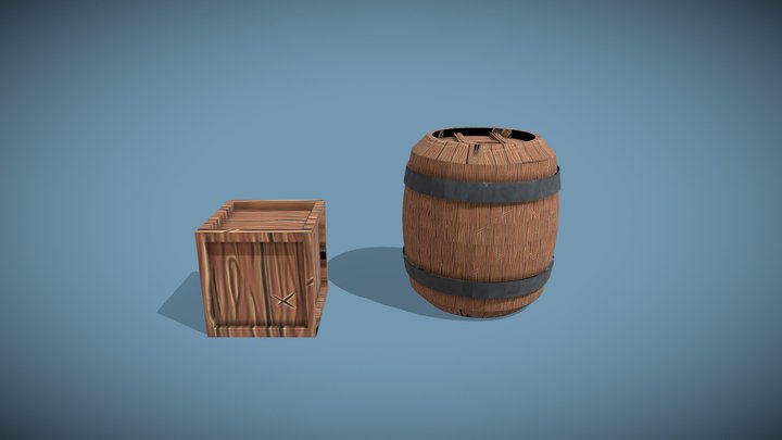 Barrel and box 3D Model