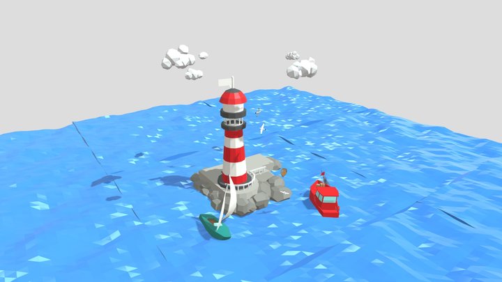 Lighthouse Diorama 3D Model
