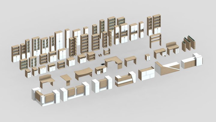 Office Furniture set 3D Model
