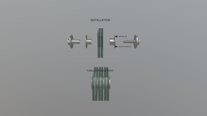 Grouted Glass Bolt Connection 3D Model