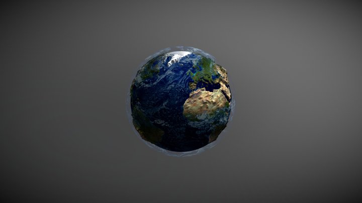 Earth with Mountains and Atmosphere 3D Model