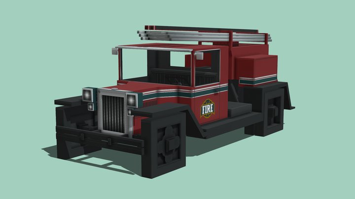 blockbench retro fire truck 3D Model