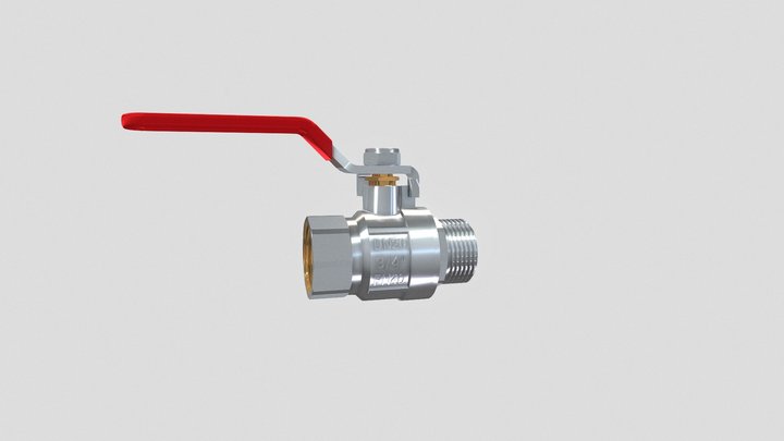 Ball valve 3/4" with handle (ASG) 3D Model