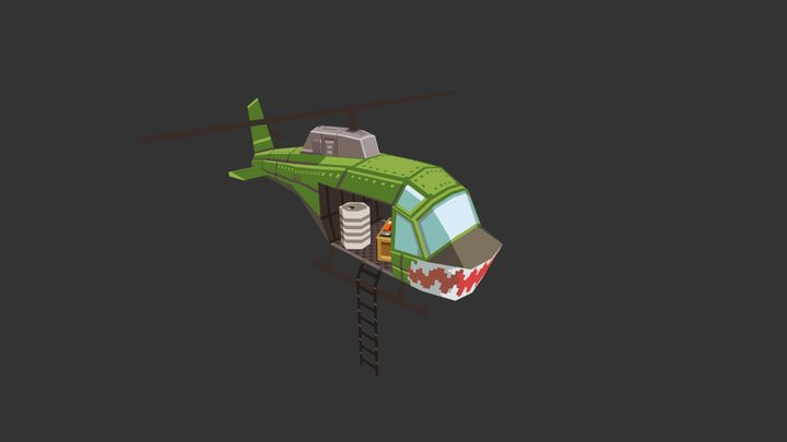 Dog Duty - Helicopter Low Poly Pixel Art 3D Model