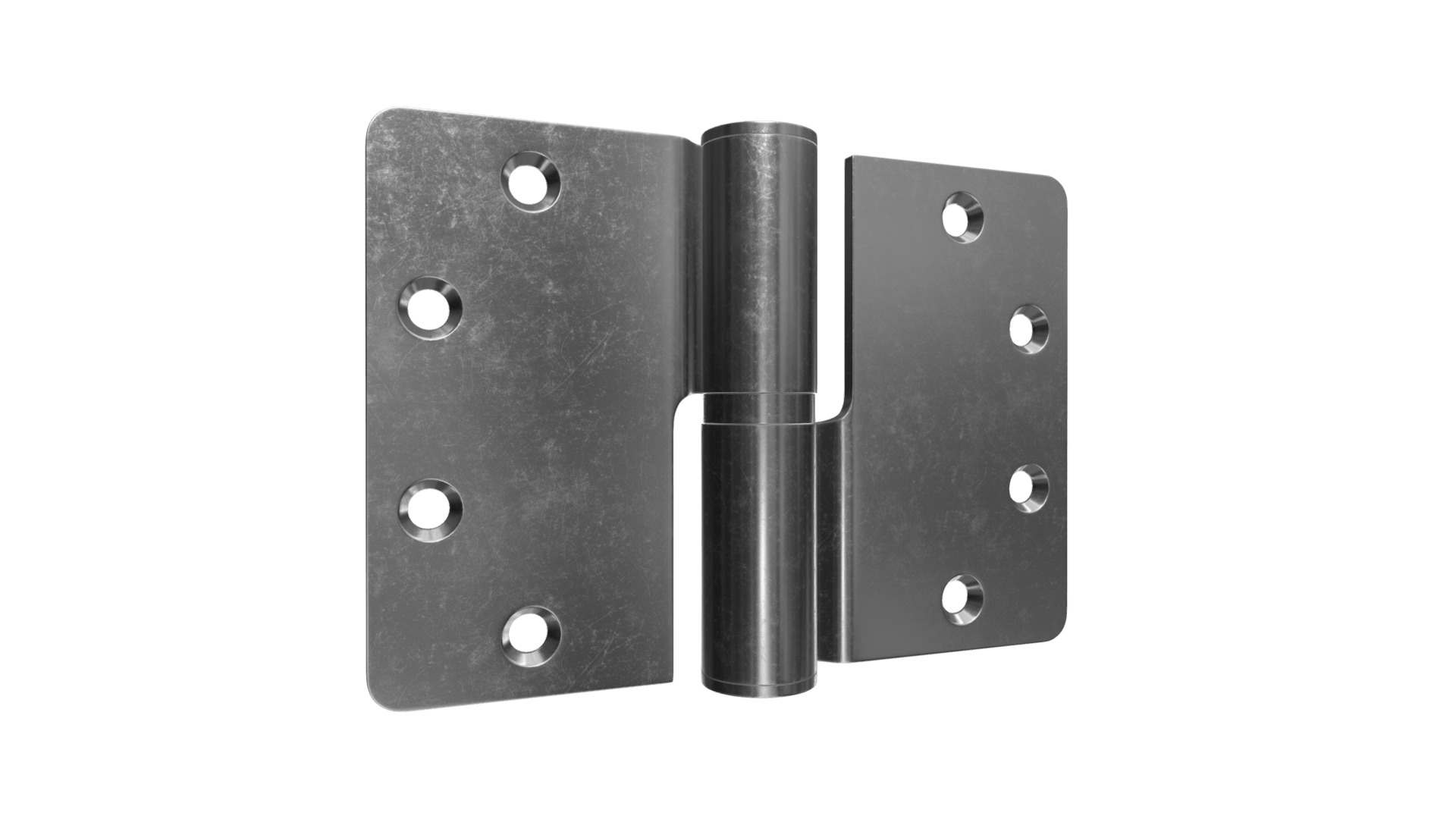 3D model Door steel hinge with round corners 90mm - This is a 3D model of the Door steel hinge with round corners 90mm. The 3D model is about a black and silver speaker.