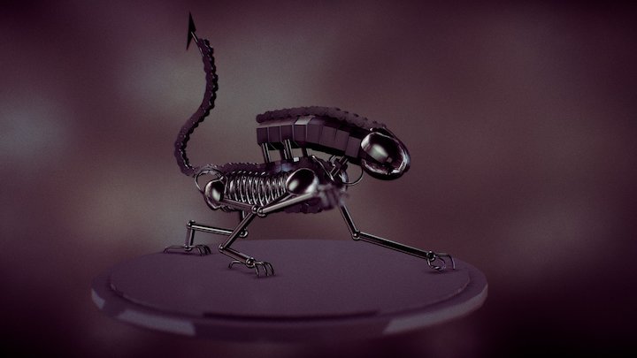 Metallic Alien Xenomorph 3D Model