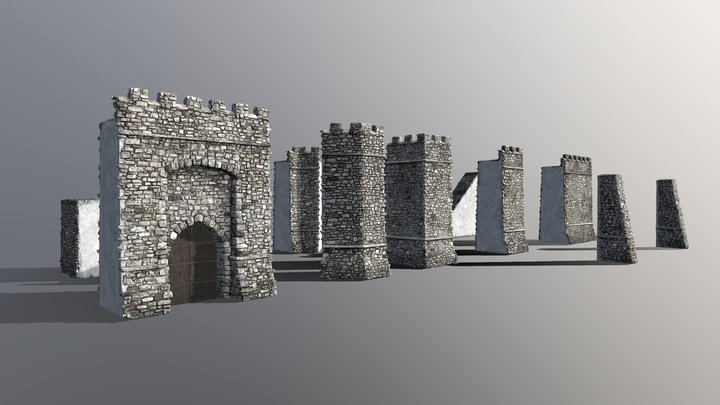 Modular Medieval Wall Set 3D Model