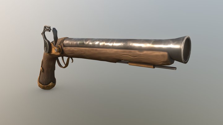 Stylised Flintlock Pistol 3D Model