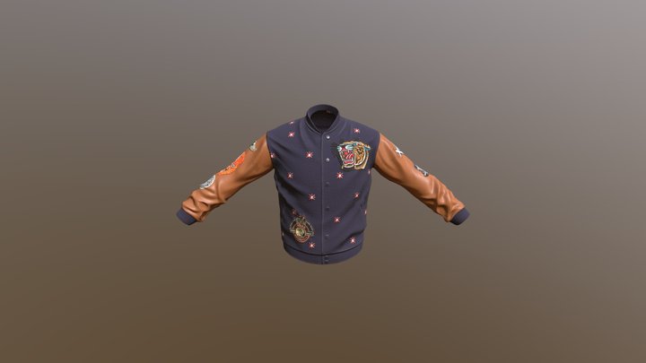Hardcore Varsity Jacket 3D Model
