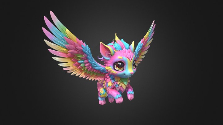 Cute Flying Fantasy Creature – Colorful Hybrid