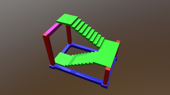 Scala con soletta rampante 3D Model