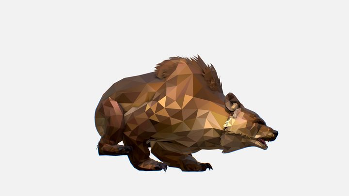 Animated Low Poly Art Brown Bear 3D Model