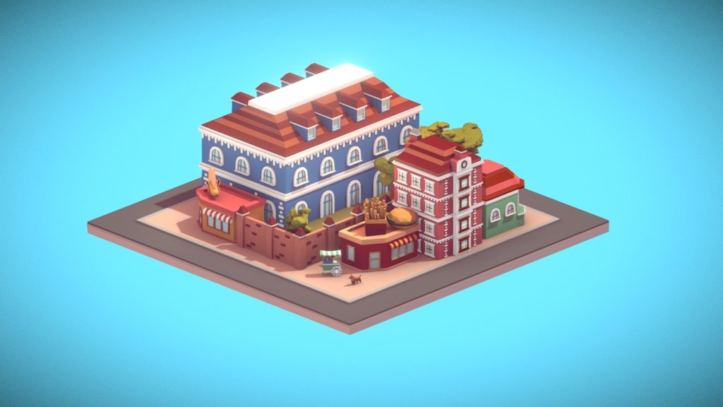 Small town concept - 3D model by mindlessblahs [9805a80] - Sketchfab