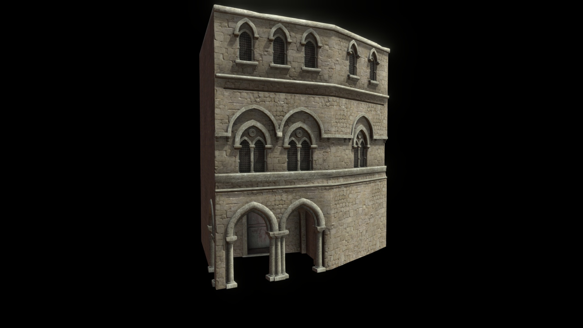 3D model Old house - This is a 3D model of the Old house. The 3D model is about a building with a tower.