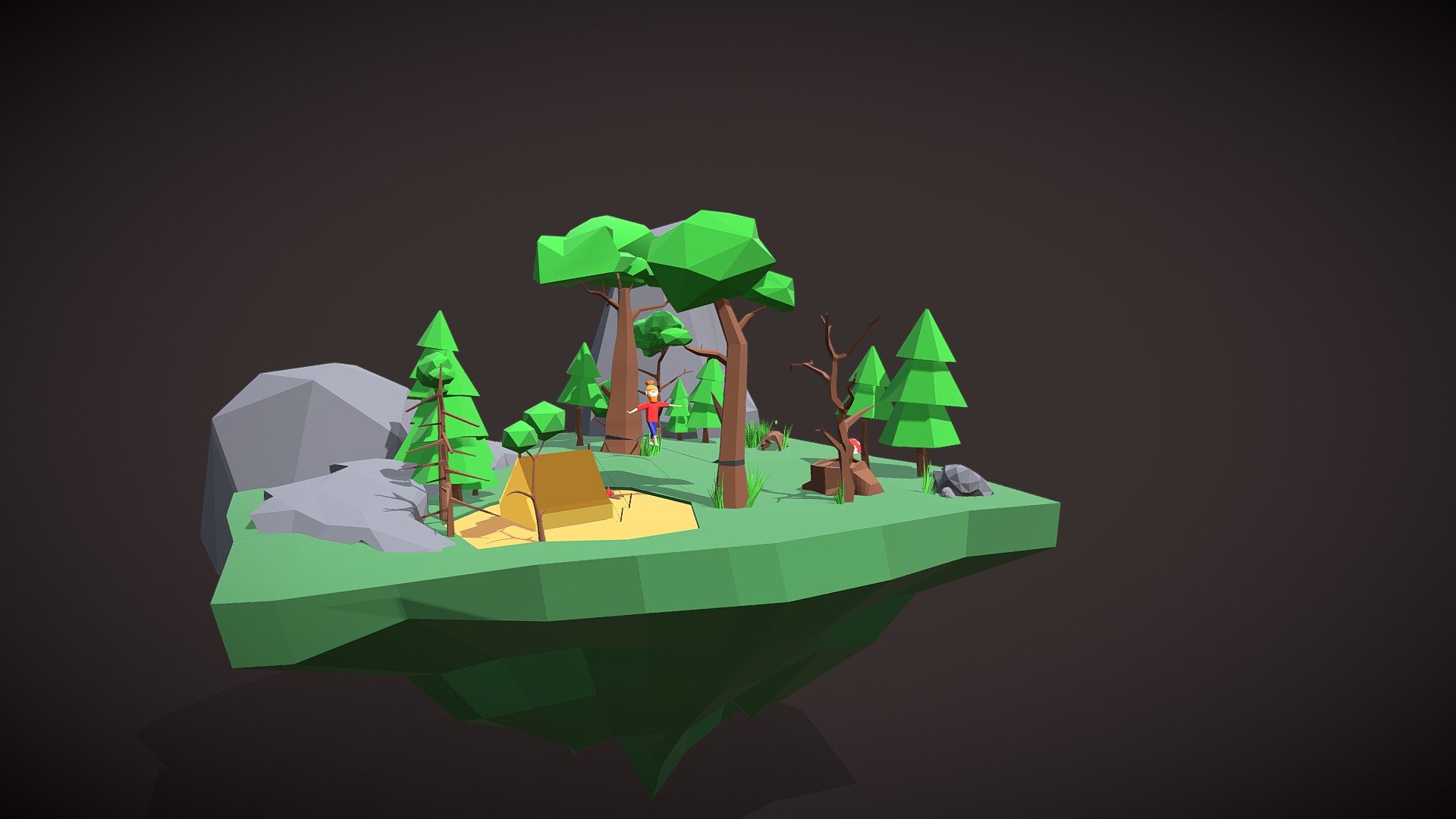 Slackline in forest - Download Free 3D model by slavashatrovoy [9809f8c ...