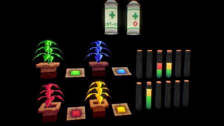 Healing Items (Pixelated Low-Poly) 3D Model