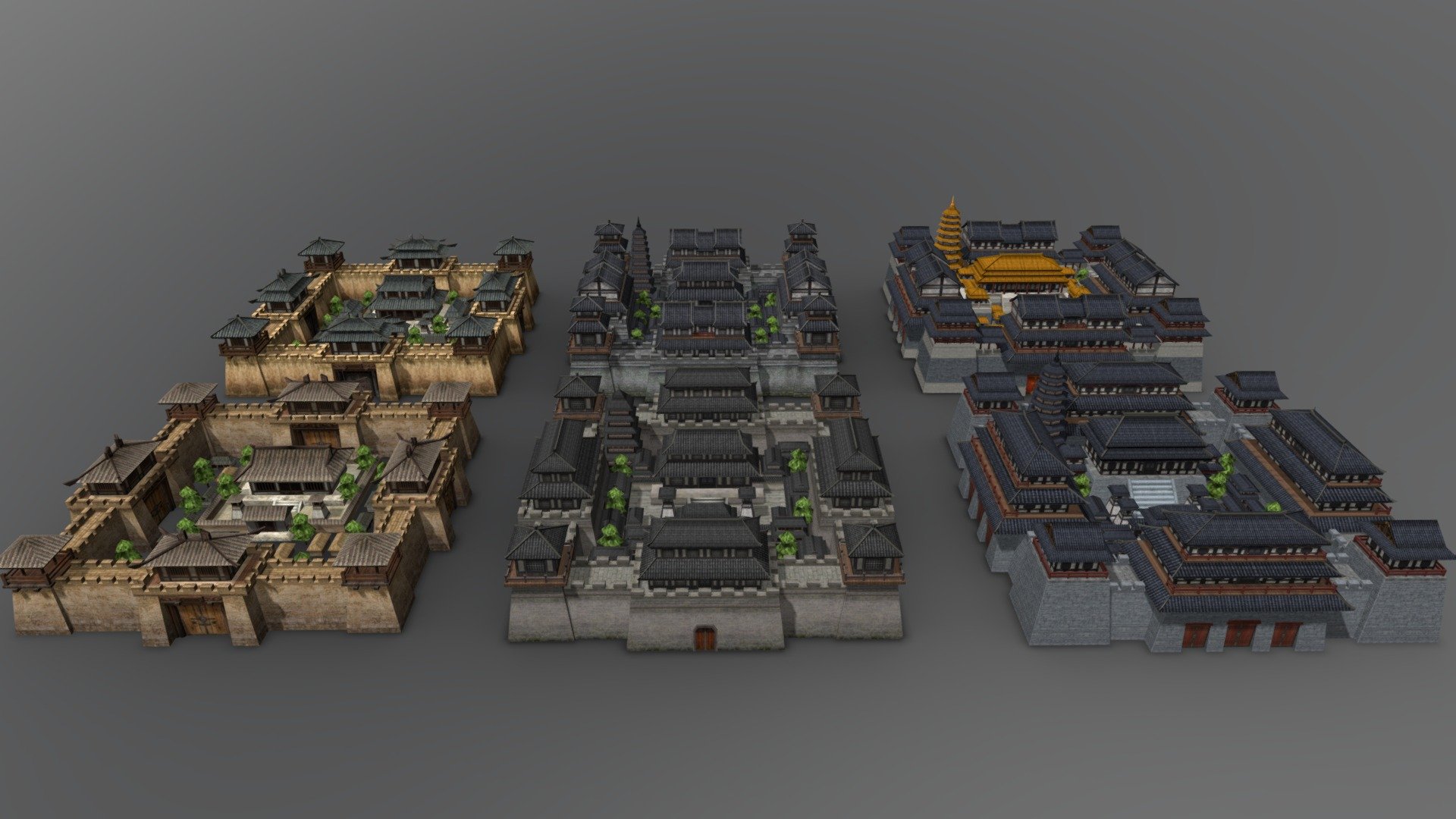 Ancient Chinese Three Kingdoms City 3d Model By Muhaosang 980c02a