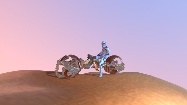 Early Morning Raider with Droid Scrap Bike 3D Model