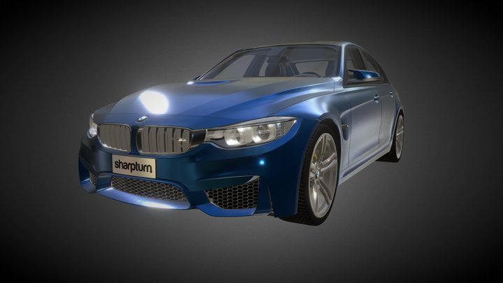 BMW M3 Sedan topaz blue car 3D Model